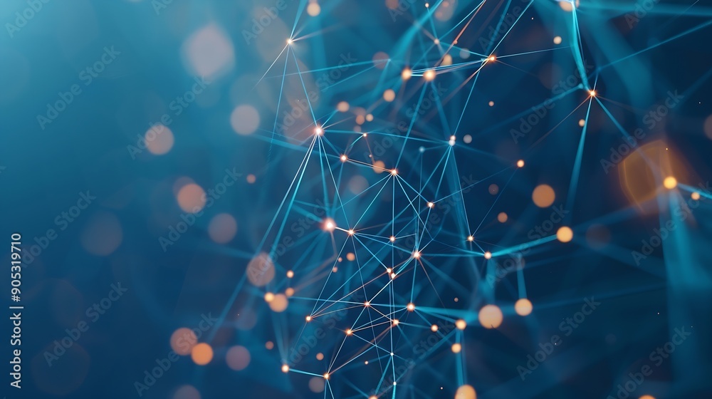 Poster Big data digital technology abstract background data science internet network connection technology concept Man using computer line and dot connection cloud computing innovation techno : Generative AI