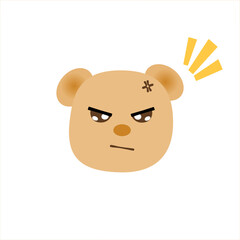 Angry bear face on white background 