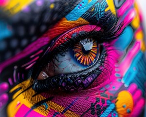 Social issues illustrated through a community mural, Pop Art, Bright colors, Digital art