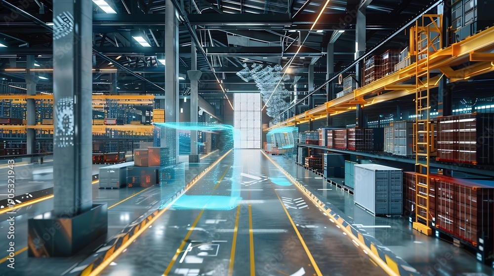 Aufkleber logistics warehouse and communication network : generative ai