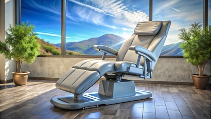 Demonstration of medical equipment, in the hospital premises, ultrasound, MRI, CT, X-ray machine, massage chair