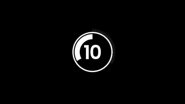 Simple countdown timer of 15 second on black background. 4K Video