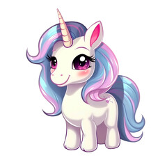 Fototapeta premium Adorable Unicorn with rainbow, Transparent PNG, generated AI 