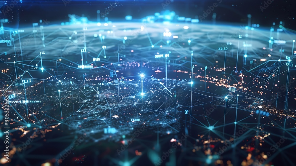 Leinwandbilder global connection and the internet network alteration in smart city concept of future wireless digit