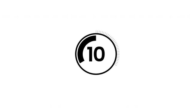 Simple countdown timer of 15 second on white background. 4K Video