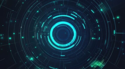 Obraz premium Cyber Security Network, Futuristic Geometric Abstract Wallpaper