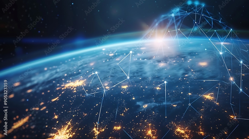 Poster Global communication network concept Digital transformation : Generative AI