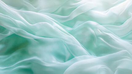 Obraz premium A mint abstract background with a light, airy chiffon texture. The flowing fabric adds a delicate and ethereal feel.