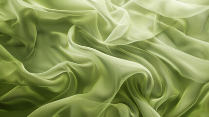Obraz premium An olive abstract background with a light, airy chiffon texture. The flowing fabric adds a delicate and ethereal feel.