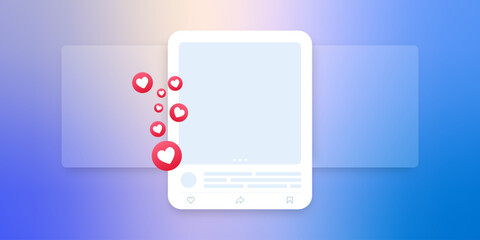 Social media mock up collection. Colorful social media interface.