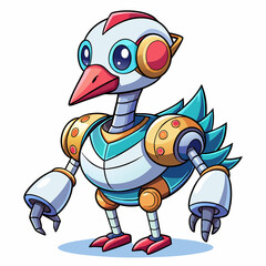 Cute animal robot with white background, full body