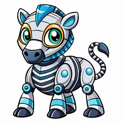 Cute animal robot with white background, full body