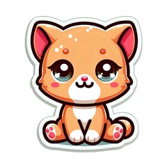 Charming Cartoon Kitten with Sparkling Green Eyes
