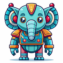 Cute animal robot with white background, full body