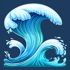 Ocean water wave splash. Sea surf cartoon vector icon. Liquid drop stream summer game graphic. Isolated fluid high falling tsunami swirl vfx design. Storm motion clipart for environment illustration
