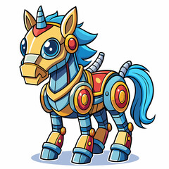 Cute animal robot with white background, full body