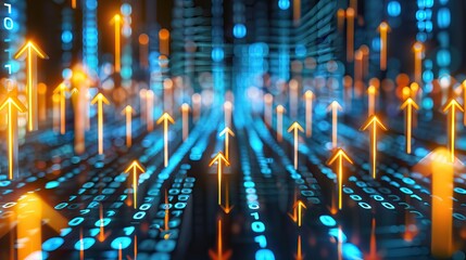 Data points and financial arrows, seamless pattern