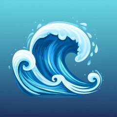 Ocean water wave splash. Sea surf cartoon vector icon. Liquid drop stream summer game graphic. Isolated fluid high falling tsunami swirl vfx design. Storm motion clipart for environment illustration