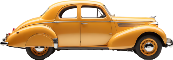 Yellow car isolated on white Transparent background.