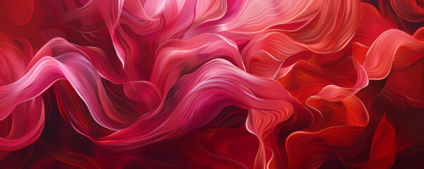 Fototapeta premium A rich crimson background with soft, flowing lines and curves in various shades of red and pink, giving a sense of organic movement and fluidity.
