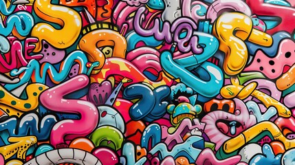 Energetic and colorful graffiti pattern with urban elements