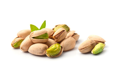 Pistachio nuts on white backgrounds