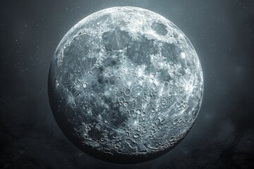 Fototapeta premium Photorealistic moon isolated on pure white background. Detailed surface features and natural lighting.