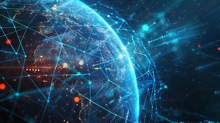 Global business network digital technology data exchange concept Business Intelligence and cloud computing digital marketing data processing and blockchain technology management : Generative AI