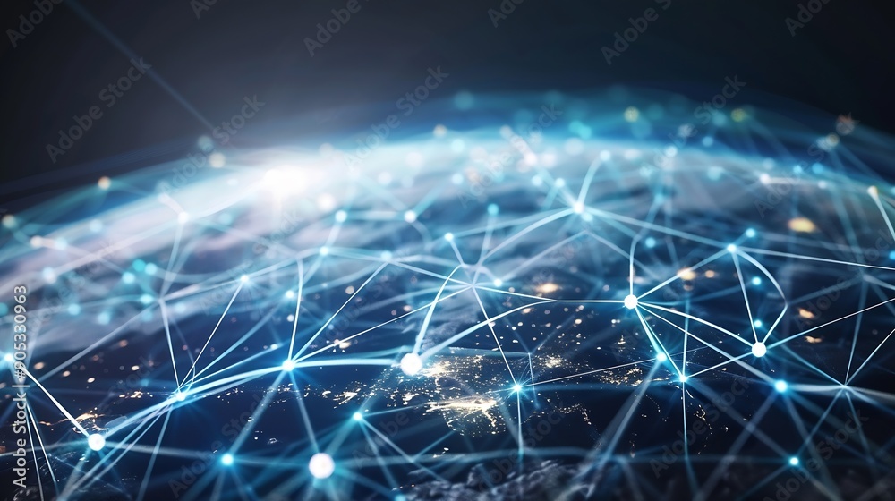 Leinwandbilder Global communication network concept Worldwide business IoT Internet of Things concept : Generative AI