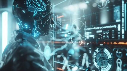 Fototapeta premium Healthcare technology Medical revolution and the advance of technology Medical Research Ai IntelligenceTransformation of innovation and technology for future Health : Generative AI