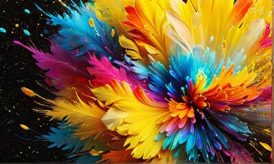 Obraz premium Explosive Rainbow Feather Abstract