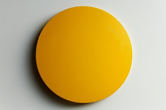 Simple yellow circle isolated on pristine white background. Perfectly round with solid color.