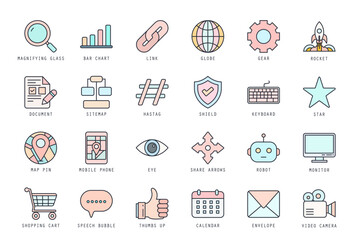Set of SEO icons vector illustration. icons bundle isolated on white background