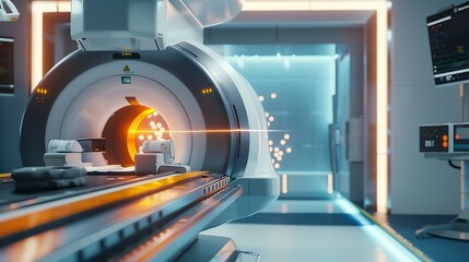 Cancer therapy advanced medical linear accelerator in the therapeutic radiation oncology to treat patients with device radiation oncology therapy device : Generative AI