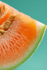 Fototapeta premium Summer creative background with refreshing sweet melon. Ripe, fresh and tasty melon, summer pattern design.