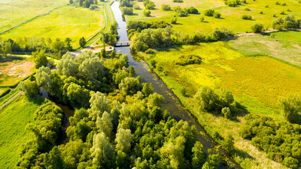 Obraz premium Der Fluss die Spree bei Lübbenau im Sommer - Luftbilder