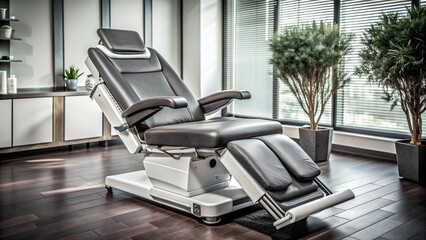 Demonstration of medical equipment, in the hospital premises, ultrasound, MRI, CT, X-ray machine, massage chair