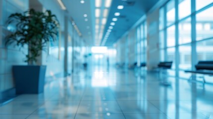 Obraz premium BLURRED BUSINESS OFFICE BACKGROUND HOSPITAL HALL DESIGN MEDICAL INTERIOR : Generative AI