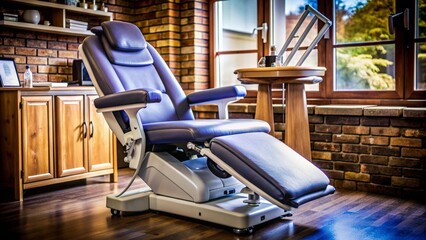 Demonstration of medical equipment, in the hospital premises, ultrasound, MRI, CT, X-ray machine, massage chair