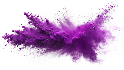 violet powder explosion blast splash on transparent background
