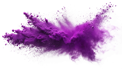 violet powder explosion blast splash on transparent background