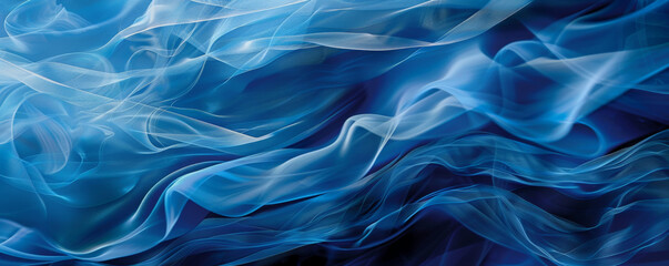 Obraz premium A rich cobalt background with soft, flowing lines and curves in shades of blue and white, giving a sense of movement and fluidity.