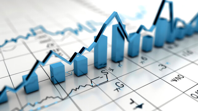 A close-up of a blue graph depicting financial growth and trends, perfect for business and finance themes.