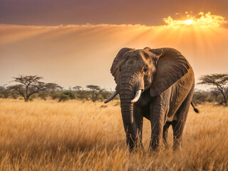 Obraz premium an elephant in the savanna