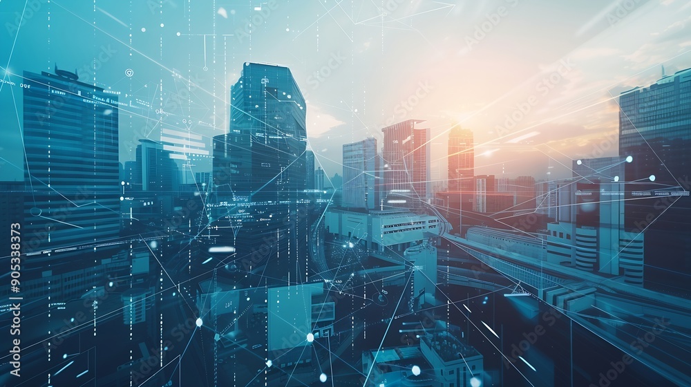 Poster Digital transformation concept Business communication network Smart office : Generative AI