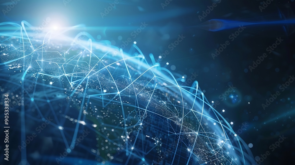 Poster Global communication network concept Digital transformation : Generative AI