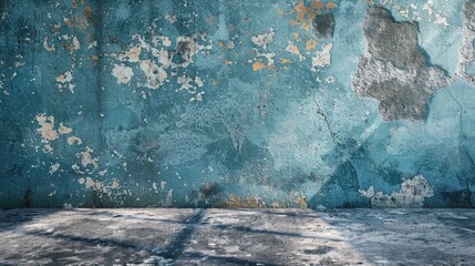 Obraz premium Grunge background with empty space on aged blue wall