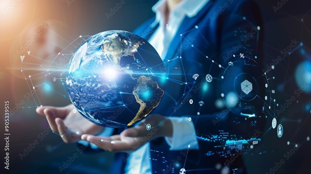 Aufkleber global communication network concept environmental technology sustainable development goals sdgs : g