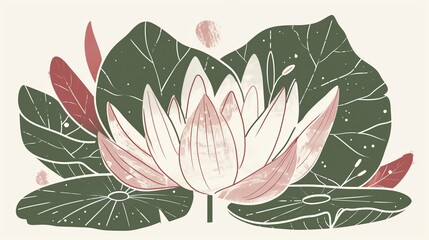 A serene lotus flower surrounded by leaves, symbolizing tranquility and mindfulness in guided meditation.