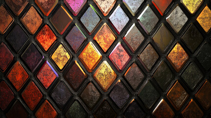 A diamond background featuring a pattern of diamond shapes arranged in a honeycomb structure on a black background. The unique design and rich colors create a sophisticated look.